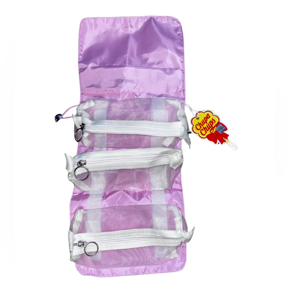 NWT Y2K Chupa Chups Striped Cherry Cosmetic Bag - Picture 3 of 6
